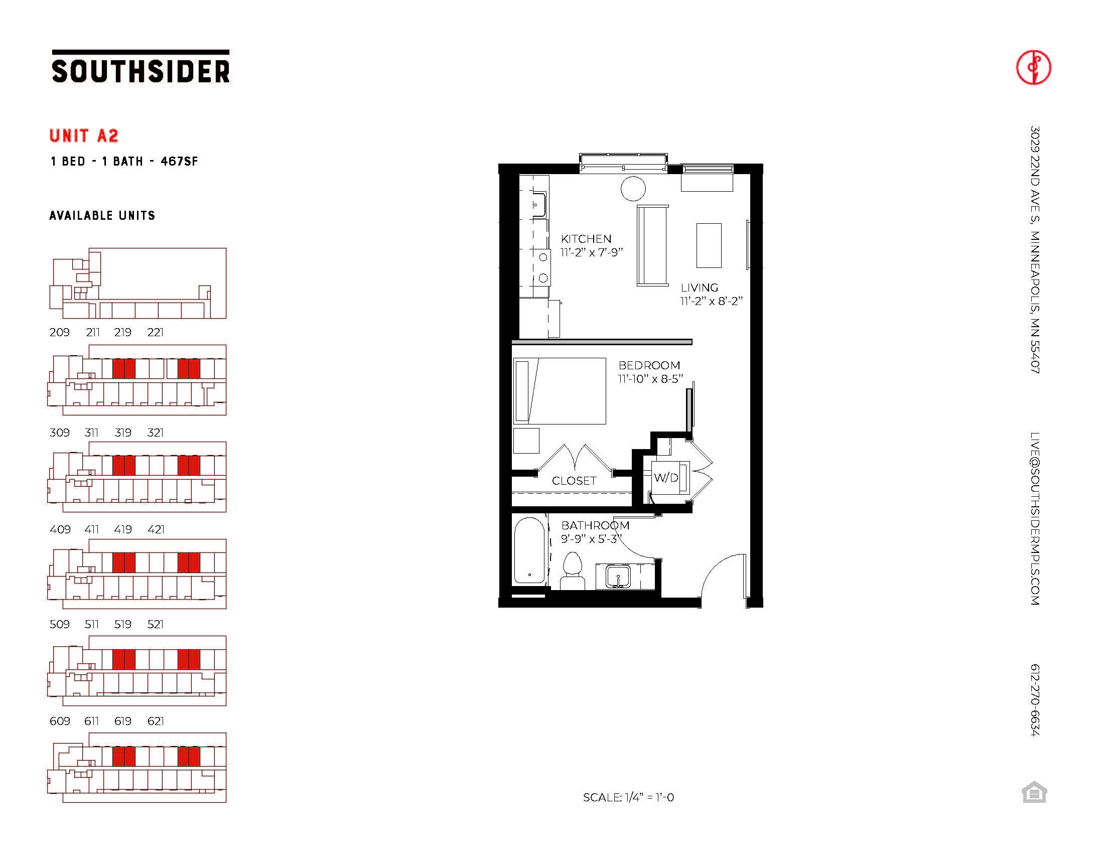 Floor plan for studio, 1 bath, 467 sqft