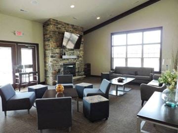 Verona apartment for rent - a living room with couches and chairs and a fireplace