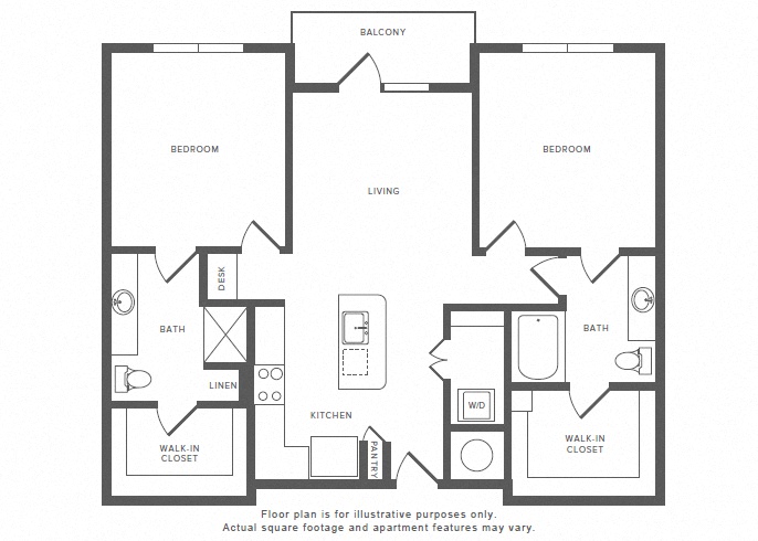Floor plan for 2 beds, 2 baths, 1148 sqft
