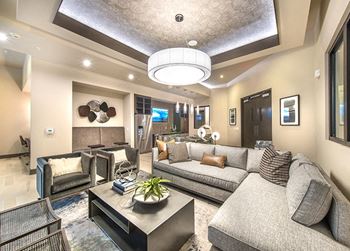 Media lounge with plush seating and tv's