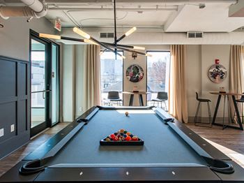Game room with billiards table