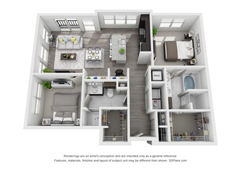 Floor plan for 2 beds, 2 baths, 1189 sqft