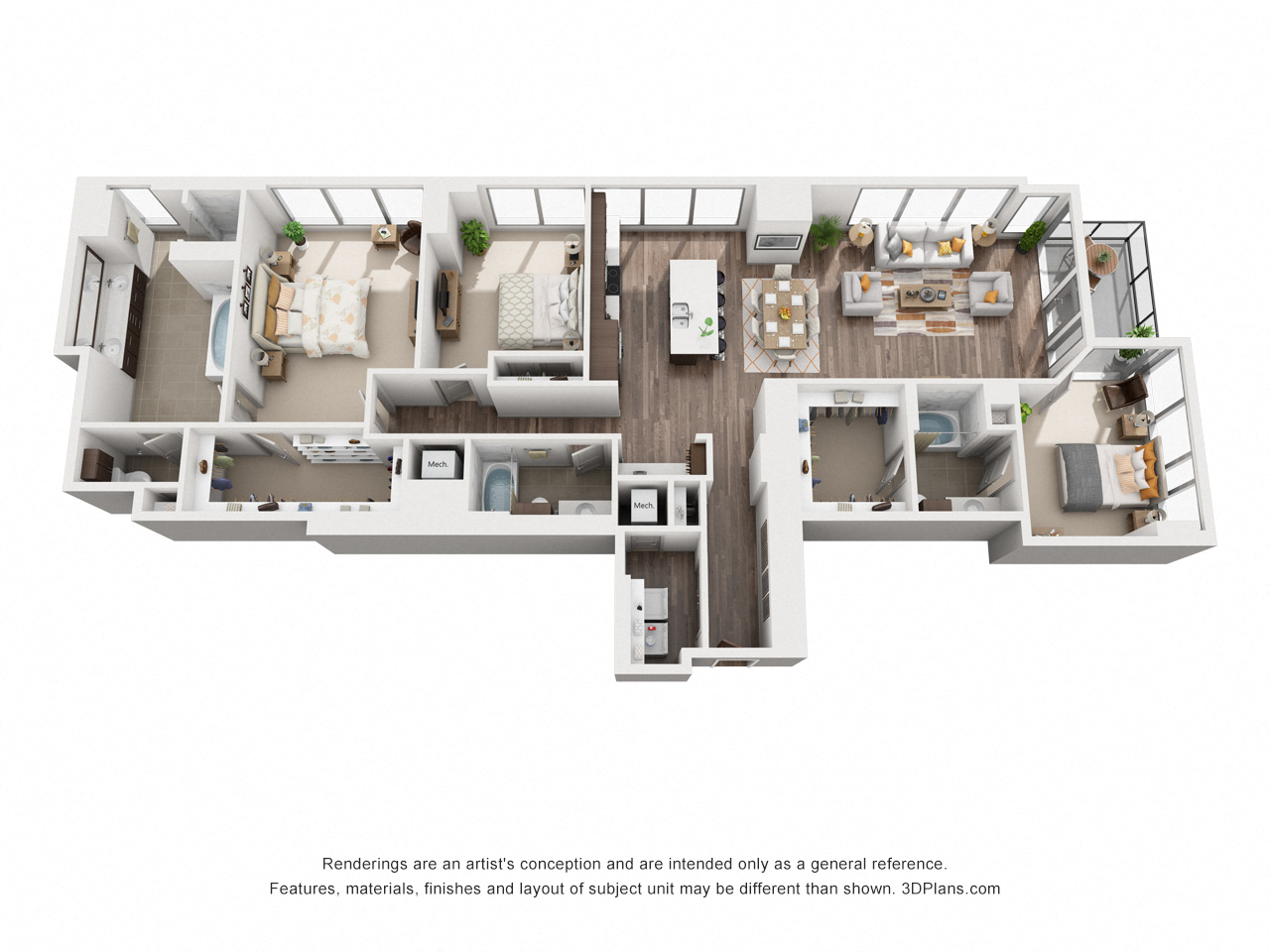 Floor plan for 3 beds, 3 baths, 2147 sqft