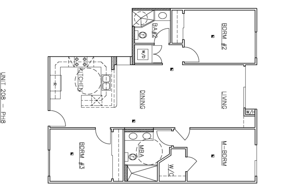 Floor plan for 3 beds, 2 baths, 1173 sqft