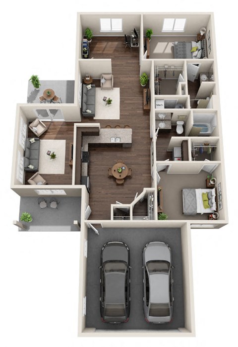 Floor plan for 2 beds, 2 baths, 1620 sqft