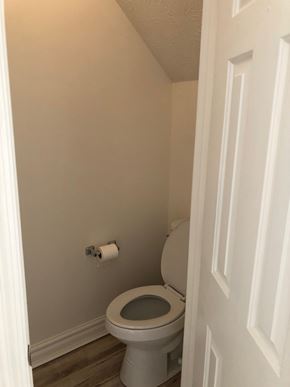 Smithfield apartment for rent - A white toilet in a small bathroom with a white door.