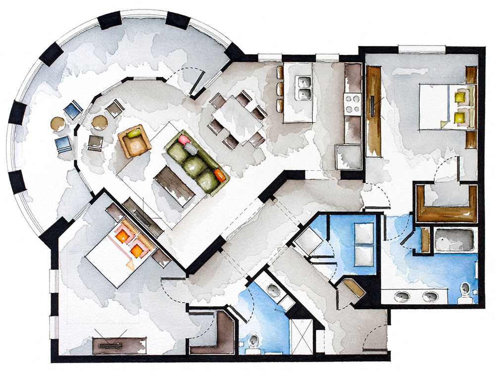 Floor plan for 2 beds, 2 baths, 1480 sqft