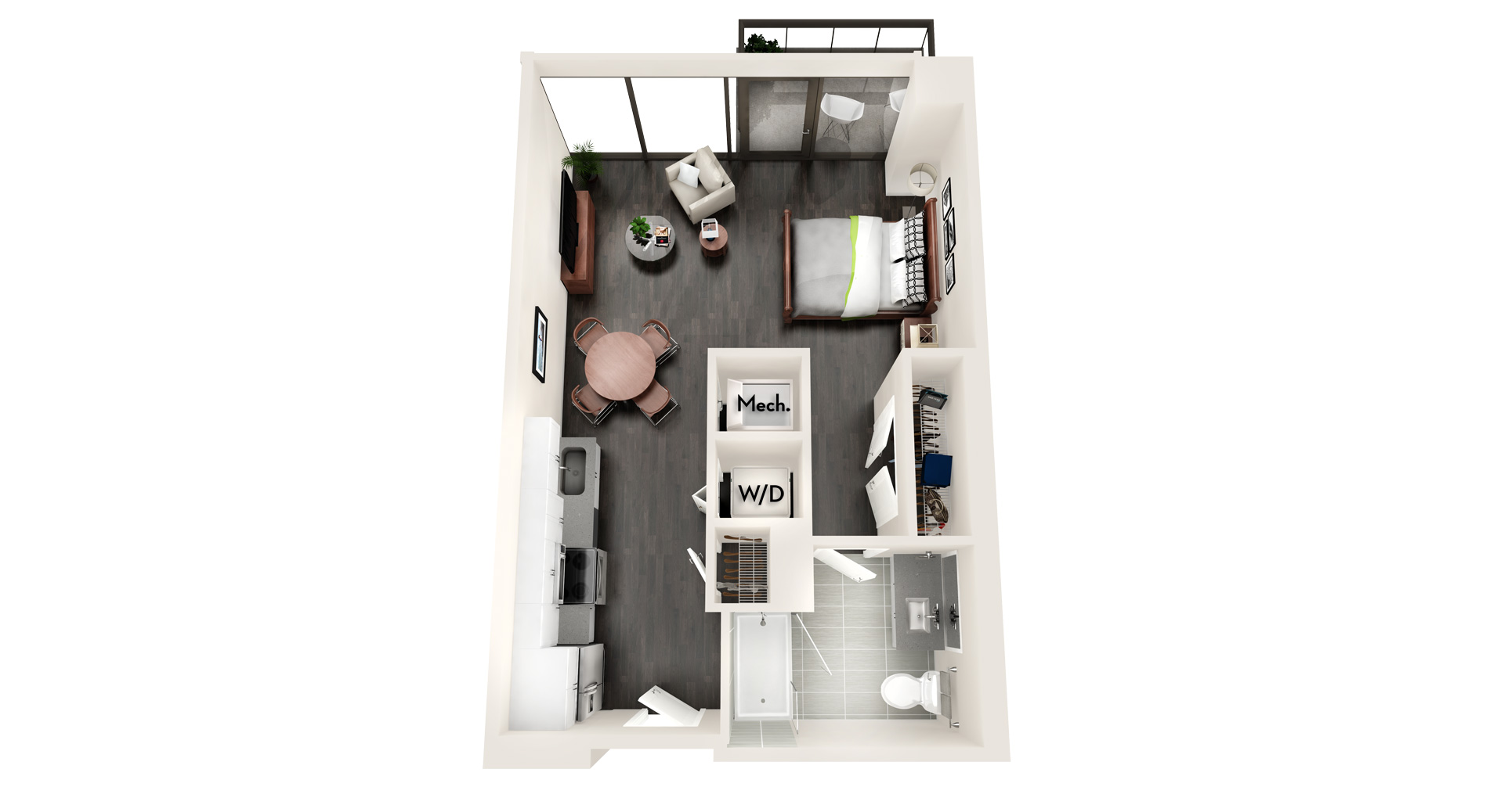 Floor plan for studio, 1 bath, 547 sqft