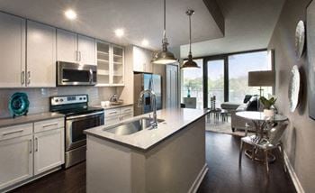 Large center island in kitchen