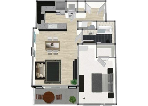 Floor plan for 1 bed, 1 bath, 815 sqft