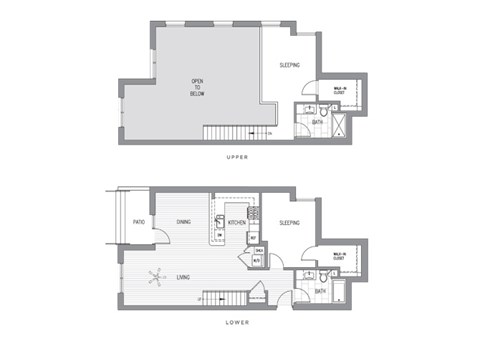 Floor plan for 1 bed, 1 bath, 1195 sqft