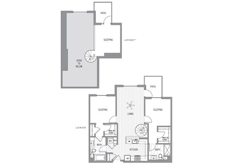 Floor plan for 2 beds, 2 baths, 1200 sqft