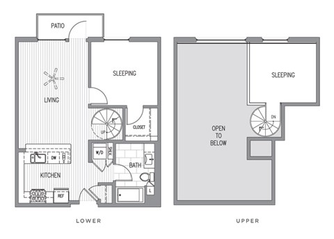 Floor plan for 1 bed, 1 bath, 835 sqft