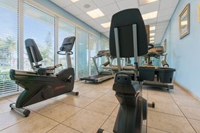 Miami apartment for rent - a gym with various exercise machines and windows