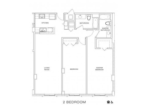 Floor plan for 2 beds, 2 baths, 825 sqft
