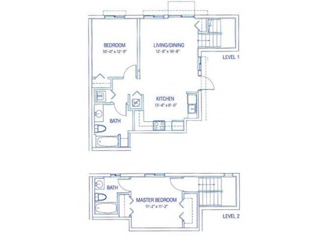 Floor plan for 2 beds, 2 baths, 866 sqft