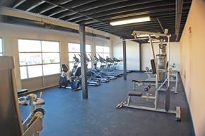 Norfolk apartment for rent - a gym with cardio equipment and weights on the floor
