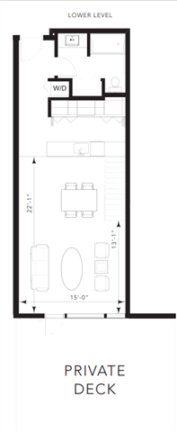 Floor plan for 1 bed, 1 bath, 883 sqft