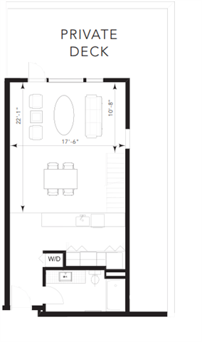 Floor plan for 1 bed, 1 bath, 900 sqft