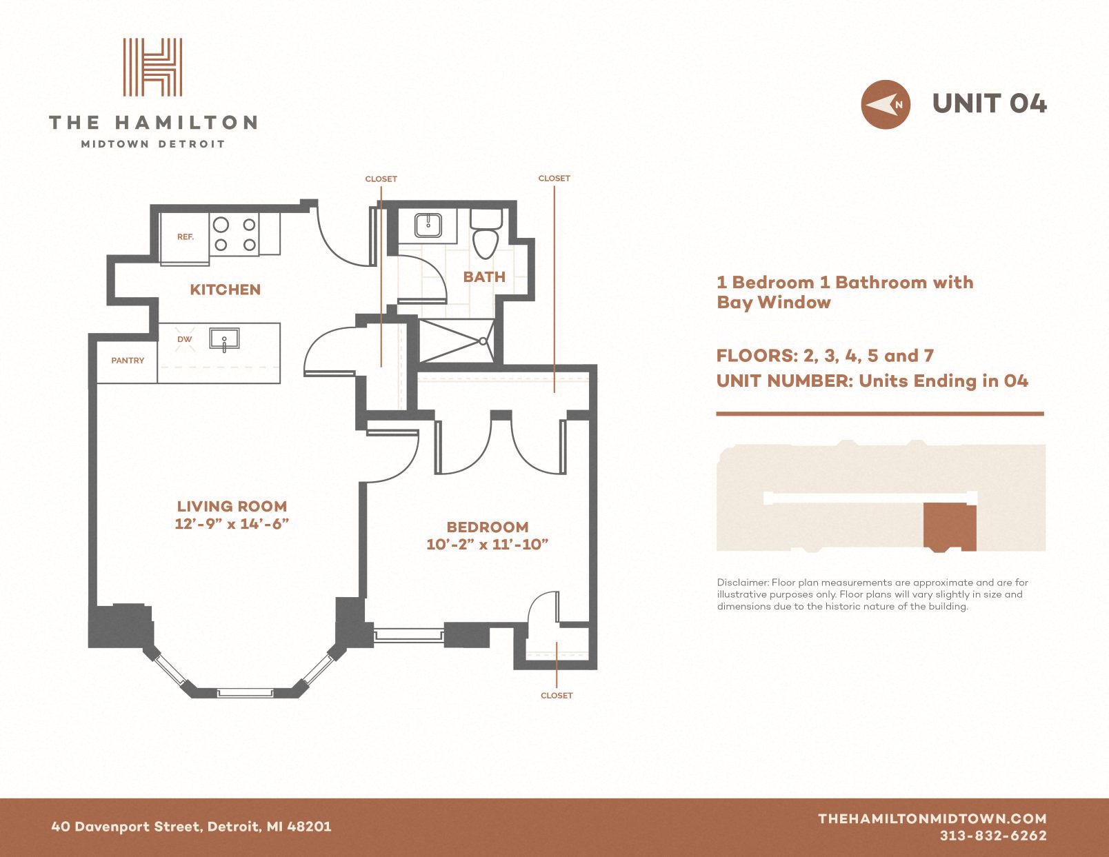 Floor plan for 1 bed, 1 bath, 496 sqft
