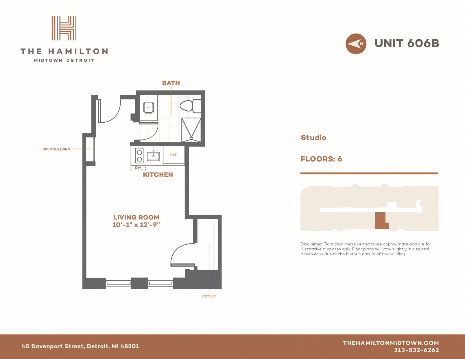 Floor plan for studio, 1 bath, 241 sqft