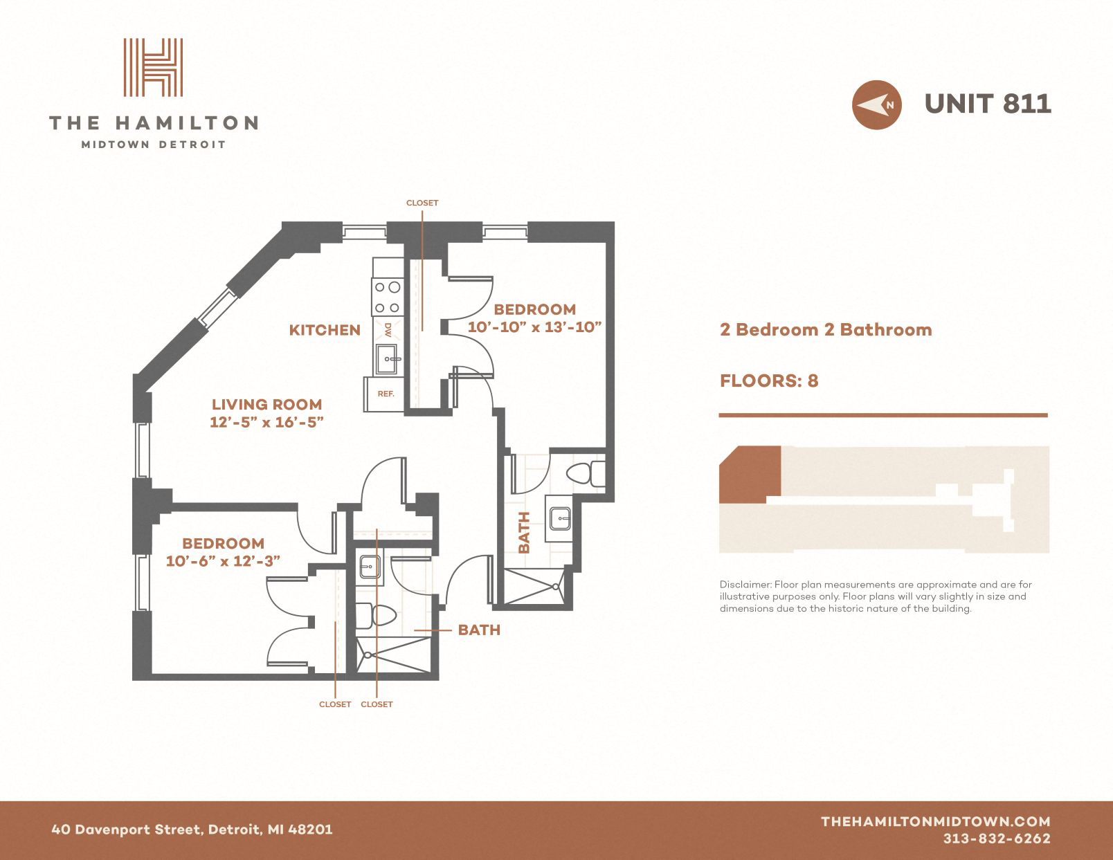 Floor plan for 2 beds, 2 baths, 706 sqft