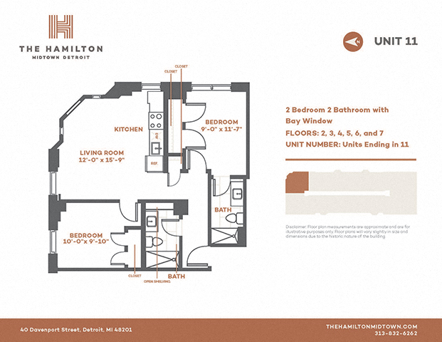 Floor plan for 2 beds, 2 baths, 660 sqft