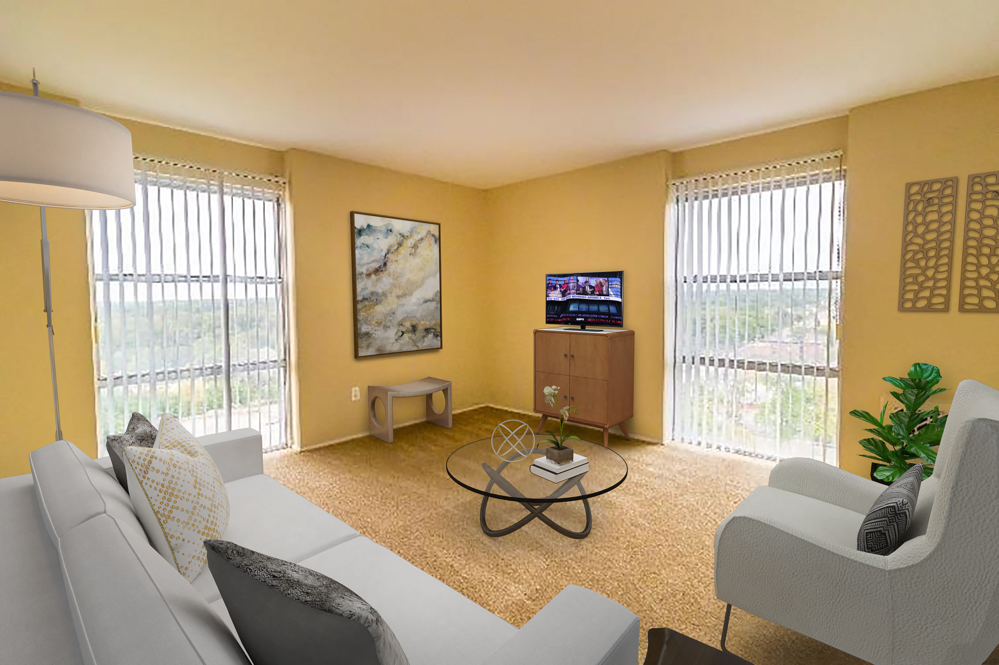 Floor plan for 1 bed, 1 bath, 923 sqft