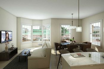 Living room with dining table