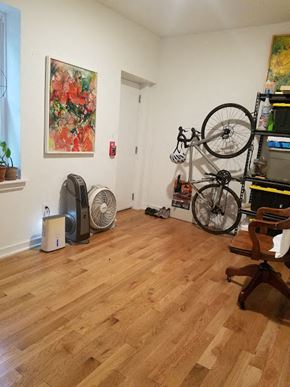 Philadelphia apartment for rent - a living room with a bike on the wall