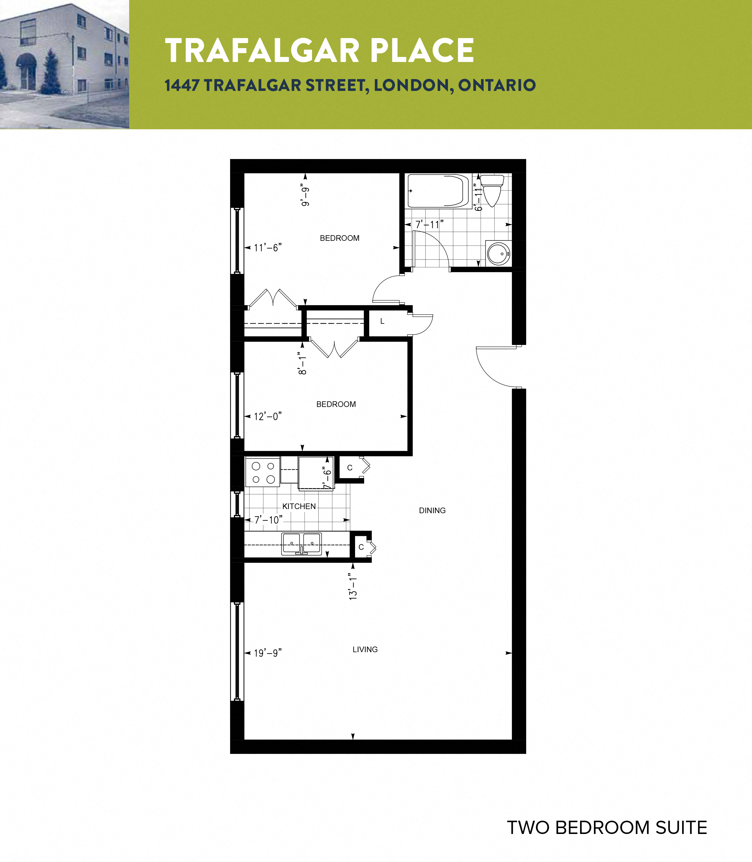 Floor plan for 2 beds