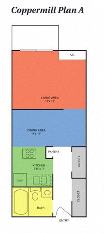 Floor plan for studio, 1 bath, 506 sqft