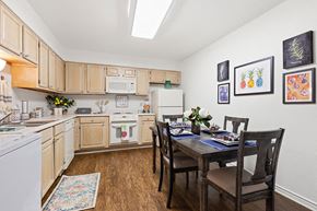 Metairie apartment for rent - a kitchen and dining room with a table and chairs
