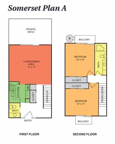 Floor plan for 2 beds, 1.5 baths, 1125 sqft