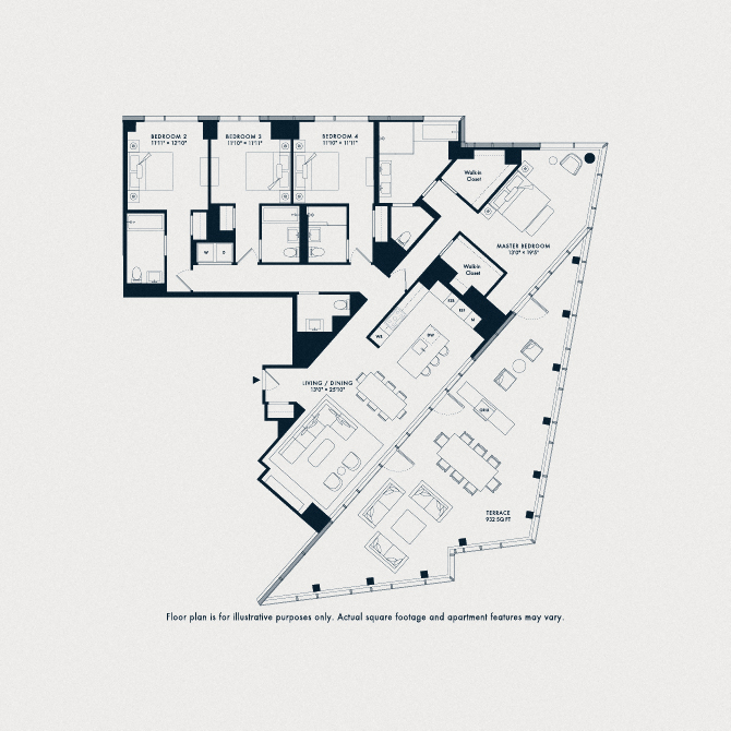 Floor plan for 4 beds, 4.5 baths, 2480 sqft