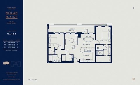 Floor plan for 2 beds, 2 baths, 1247 sqft