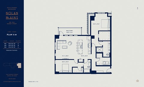 Floor plan for 2 beds, 2 baths, 1554 sqft