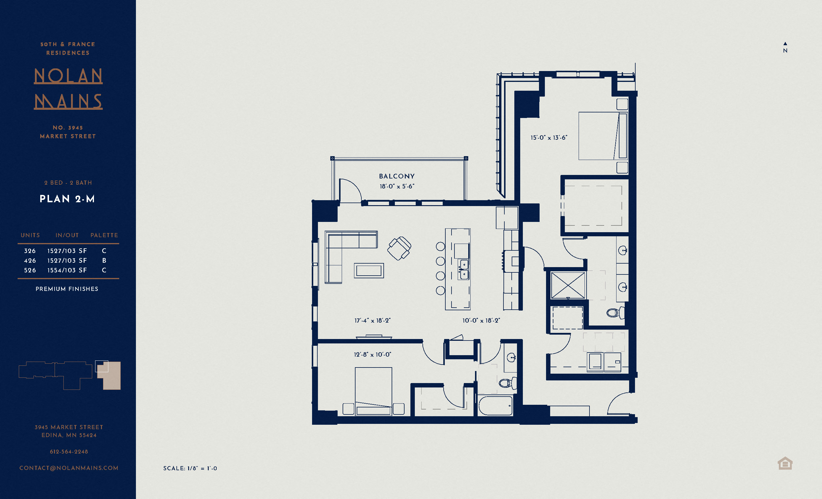 Floor plan for 2 beds, 2 baths, 1527 sqft