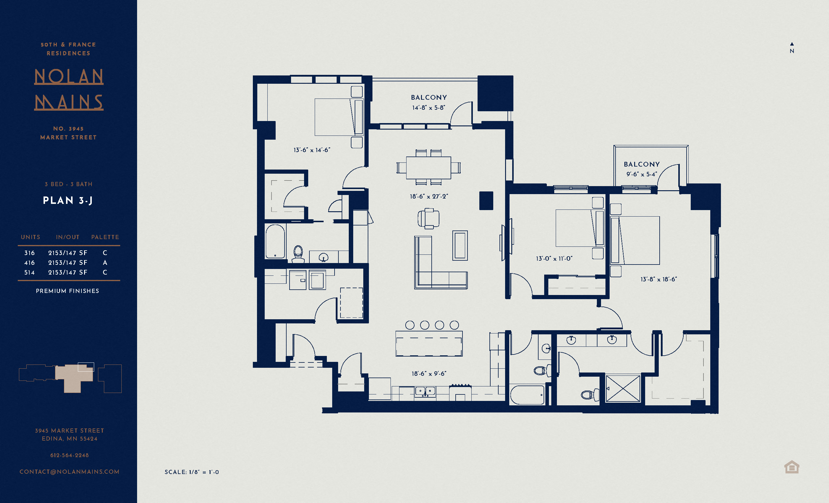 Floor plan for 3 beds, 3 baths, 2153 sqft