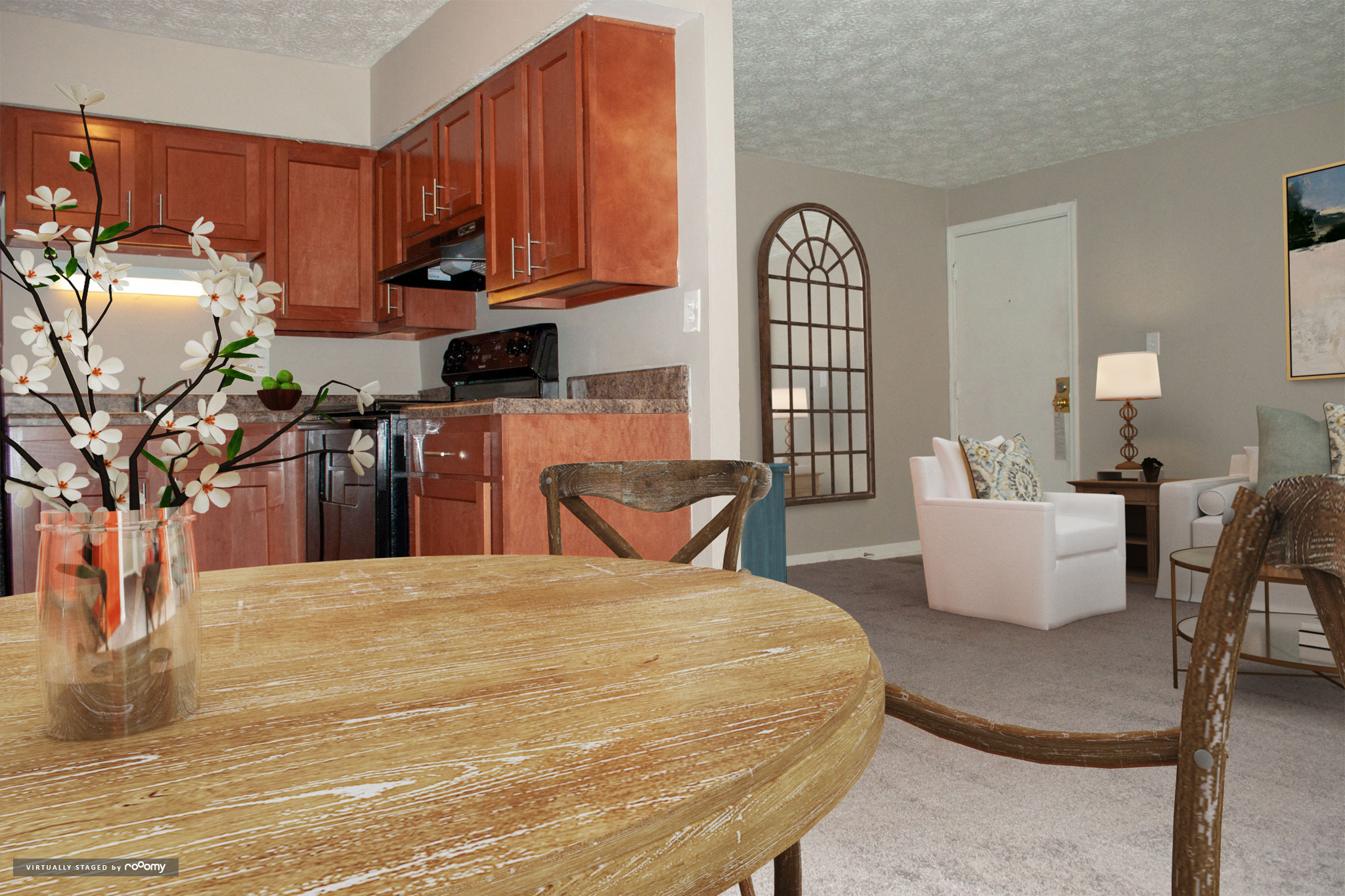 Floor plan for 1 bed, 1 bath, 665 sqft
