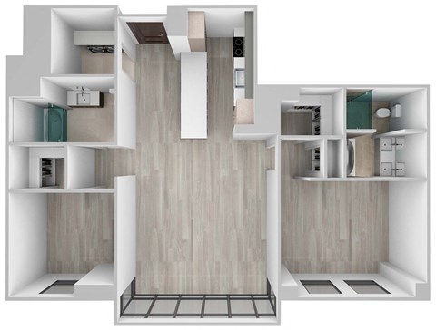 Floor plan for 2 beds, 2 baths, 1446 sqft