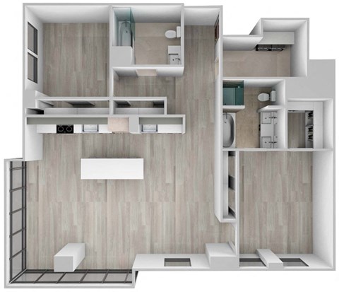 Floor plan for 2 beds, 2 baths, 1606 sqft