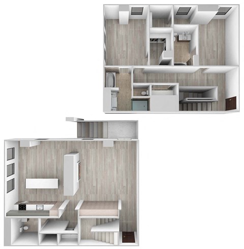 Floor plan for 2 beds, 2.5 baths, 1984 sqft