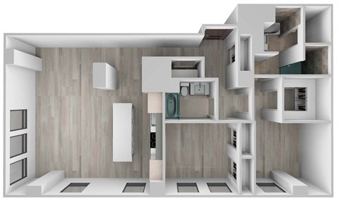 Floor plan for 2 beds, 2 baths, 1735 sqft