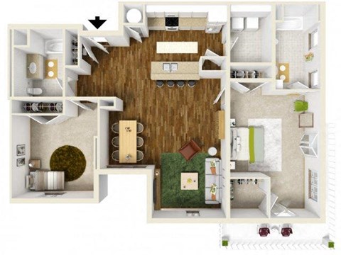 Floor plan for 2 beds, 2 baths, 1475 sqft