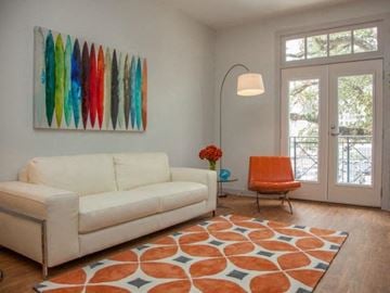 New Orleans apartment for rent - a living room with a white couch and a rug