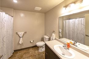 Boise apartment for rent - a bathroom with a sink toilet and a mirror