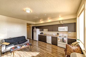 Boise apartment for rent - a living room with a kitchen and a couch