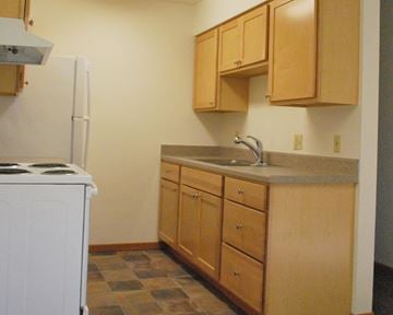 Mankato apartment for rent - a kitchen with a sink and a refrigerator