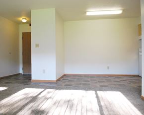 Mankato apartment for rent - an empty living room with white walls and a tile floor